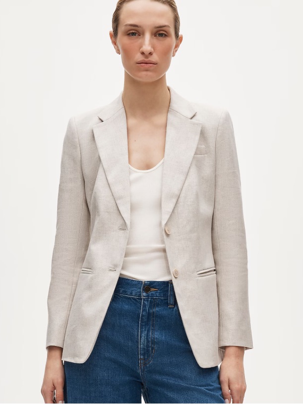 J Crew Flax Ivory Margeaux Blazer In Stretch Linen Blend